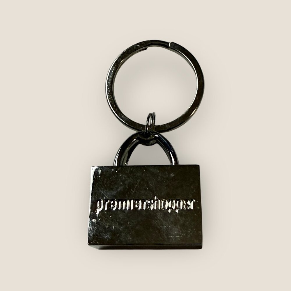 Premier Shopper Keychain Keyring Shopping Tote Shape Silver-Tone Metal